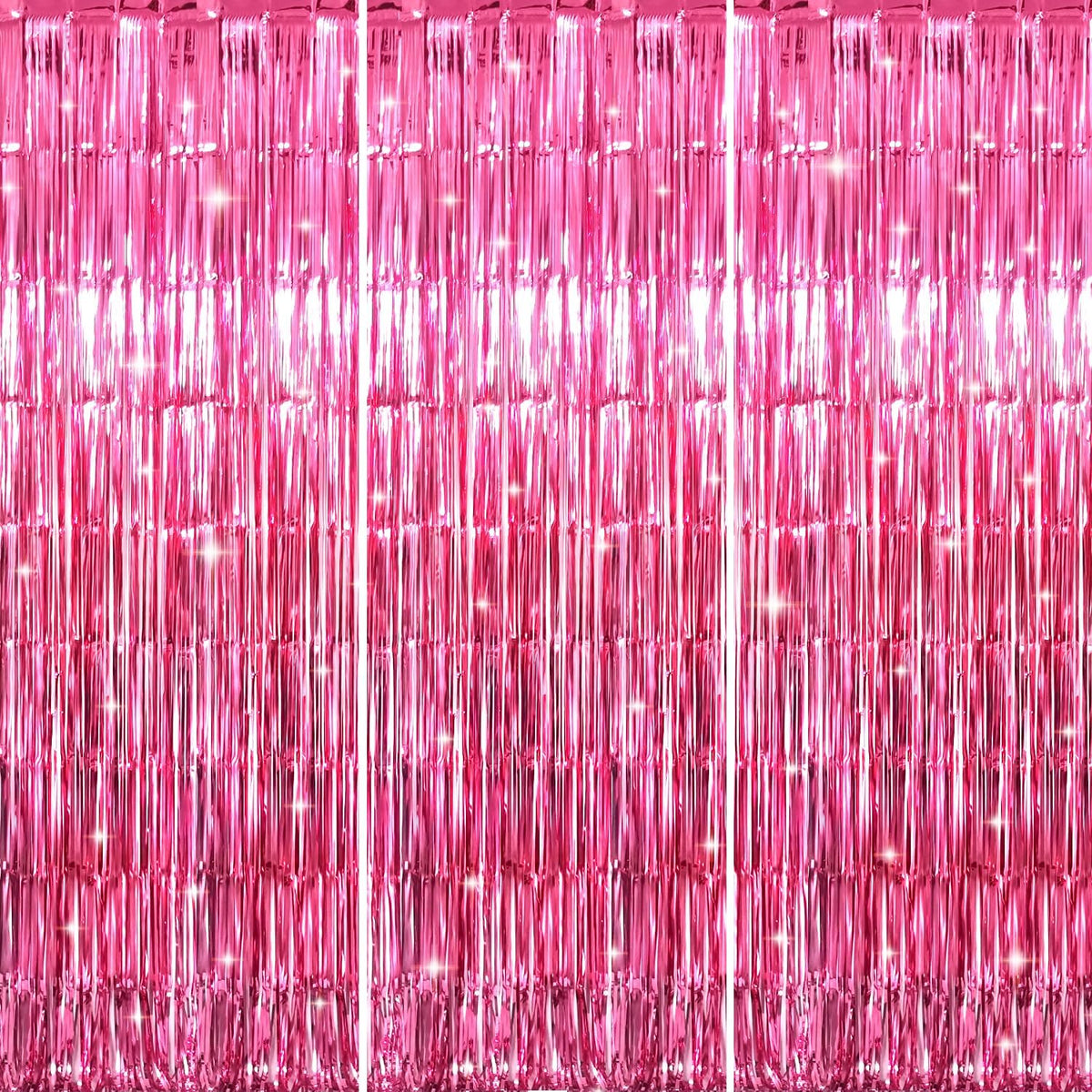 GOER 3.2 ft x 8.2 ft Metallic Tinsel Foil Fringe Curtains Party Photo Backdrop Party Streamers for