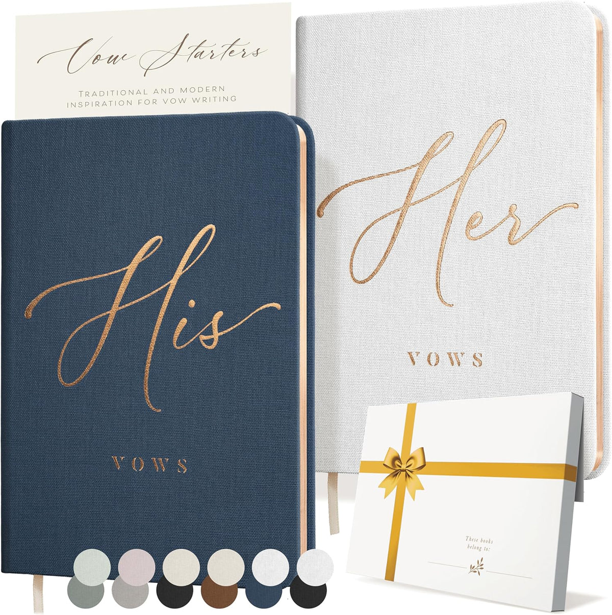 ARTESORI Vow Books His and Hers - Linen Wedding Vow Books Perfect as Bride & Groom Gifts, Wedding