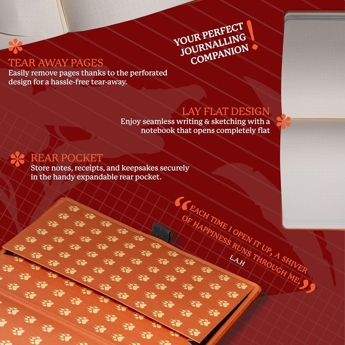 Dingbats* Wildlife Lined Writing Journal Notebook A5 - Vegan Leather Hardcover - Ideal for Work