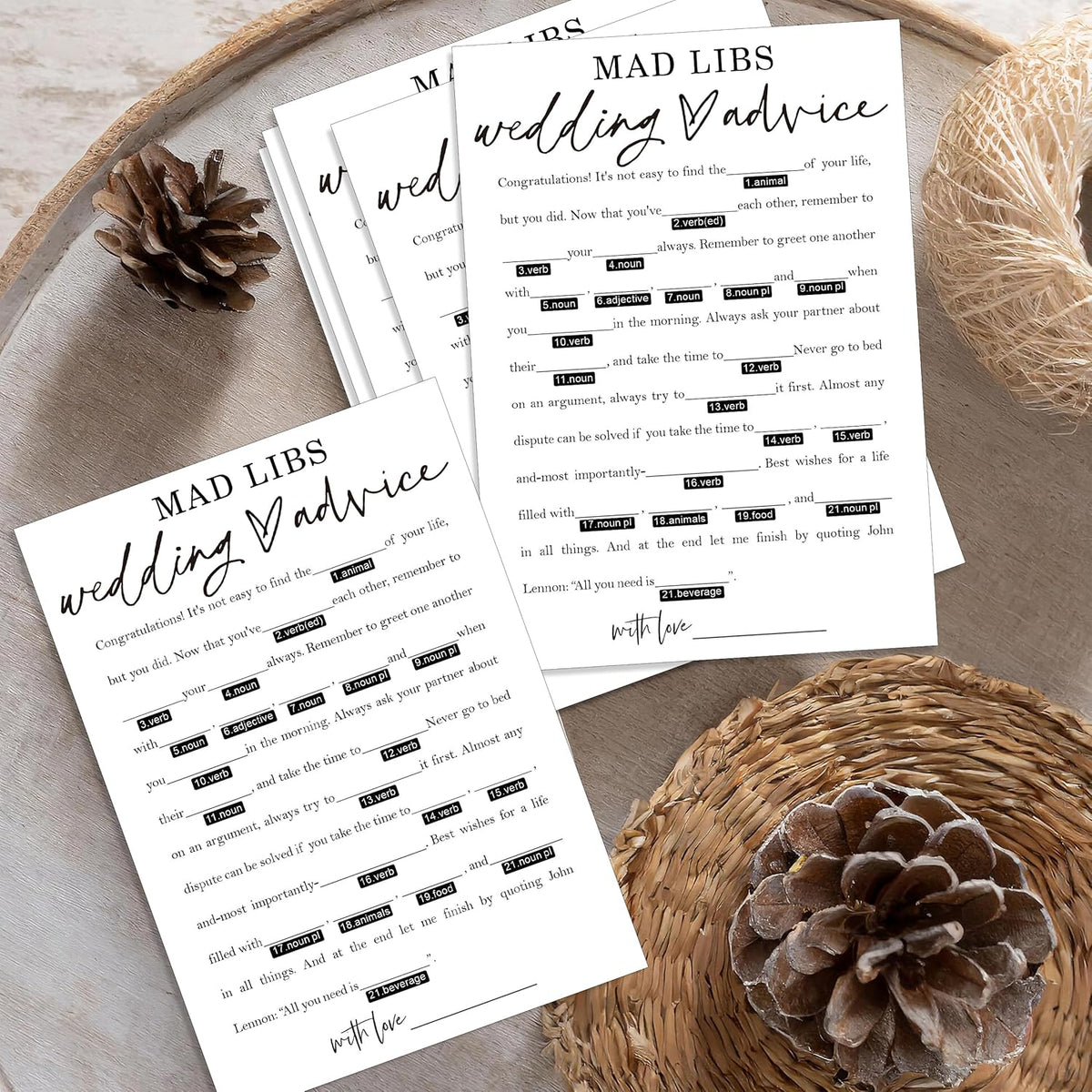 Wedding Advice Cards - Advice and Wishes for the Newlyweds Mr and Mrs Bride & Groom Perfect for