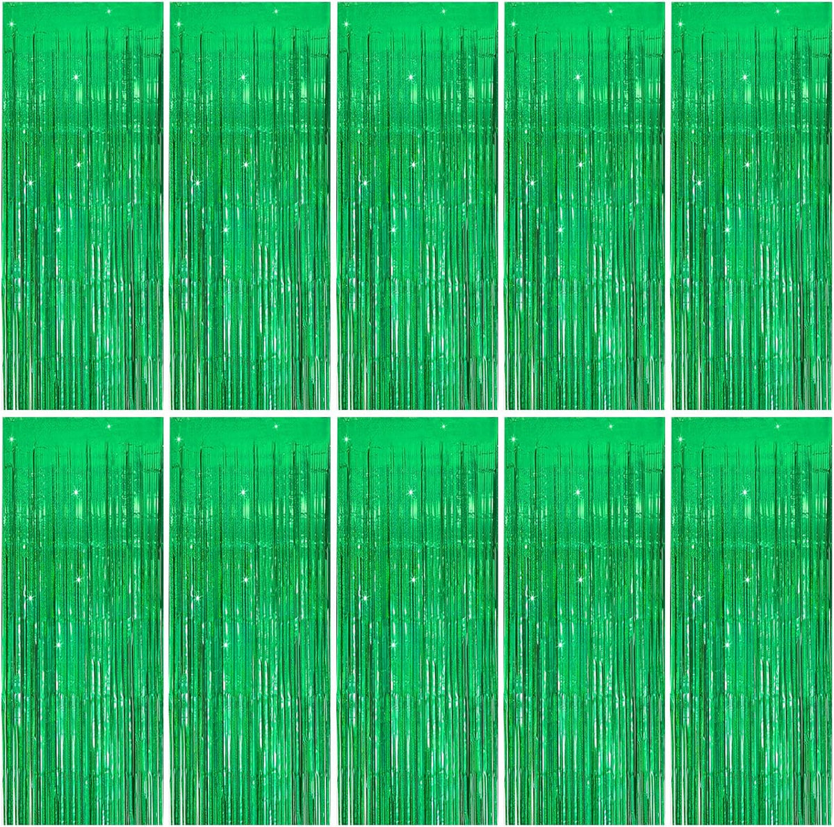Tinsel Curtain Party Backdrop Green Birthday Decorations 10 Packs Glitter Foil Fringe Curtain Party