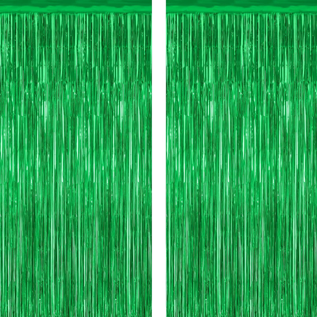 2 Pack Tinsel Backdrop, 3.28 FT x 7.05 FT Green Party Decorations, Metallic Football Backdrop