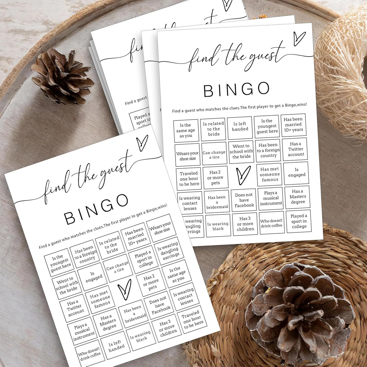 Fun Wedding Shower Bingo 25Pcs Prefilled Find The Guest Bingo Game Cards Engaging Bridal Party