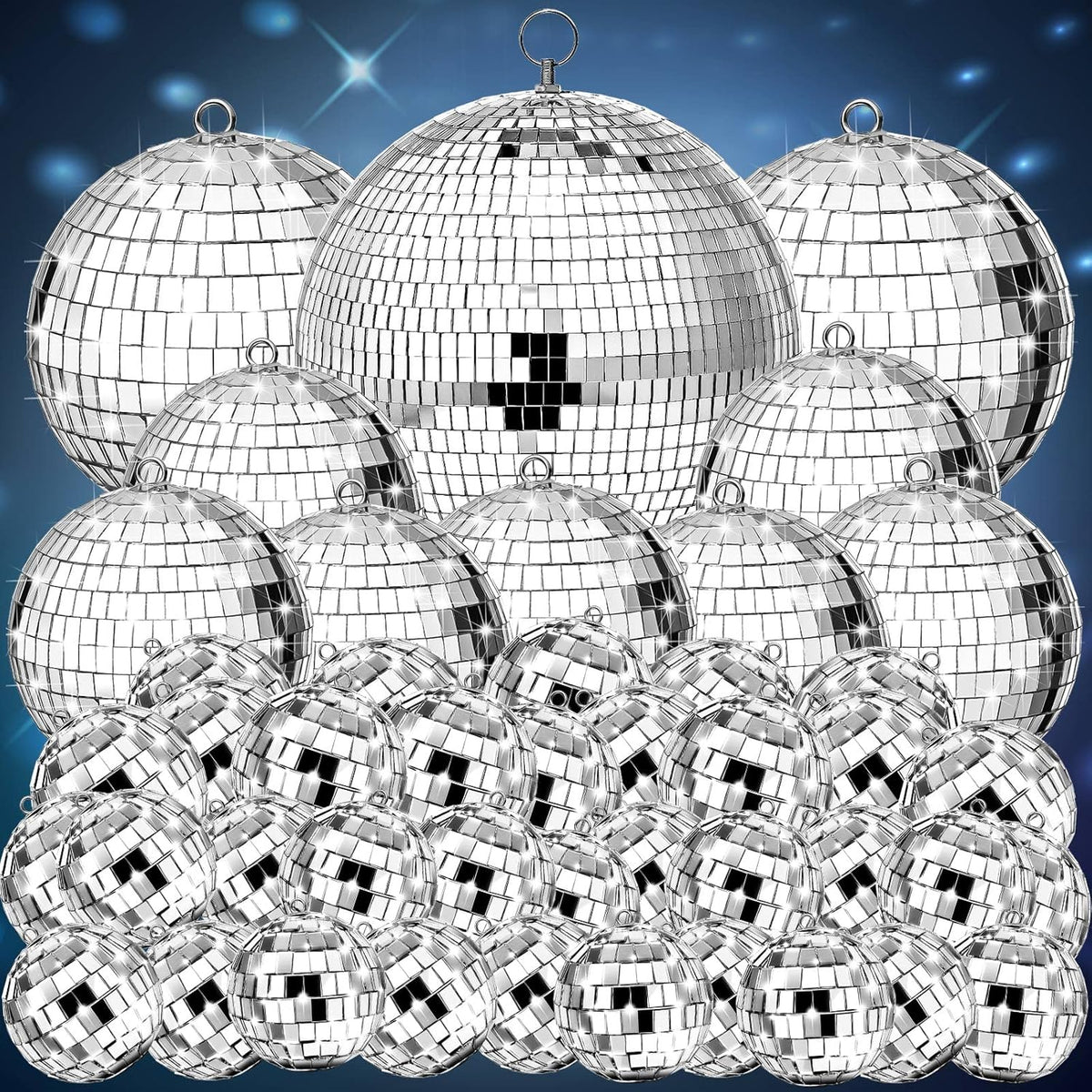 Funtery 100 Pcs Mirror Disco Balls Bulk Assorted Silver Hanging Disco Ball Decor for Home Wedding
