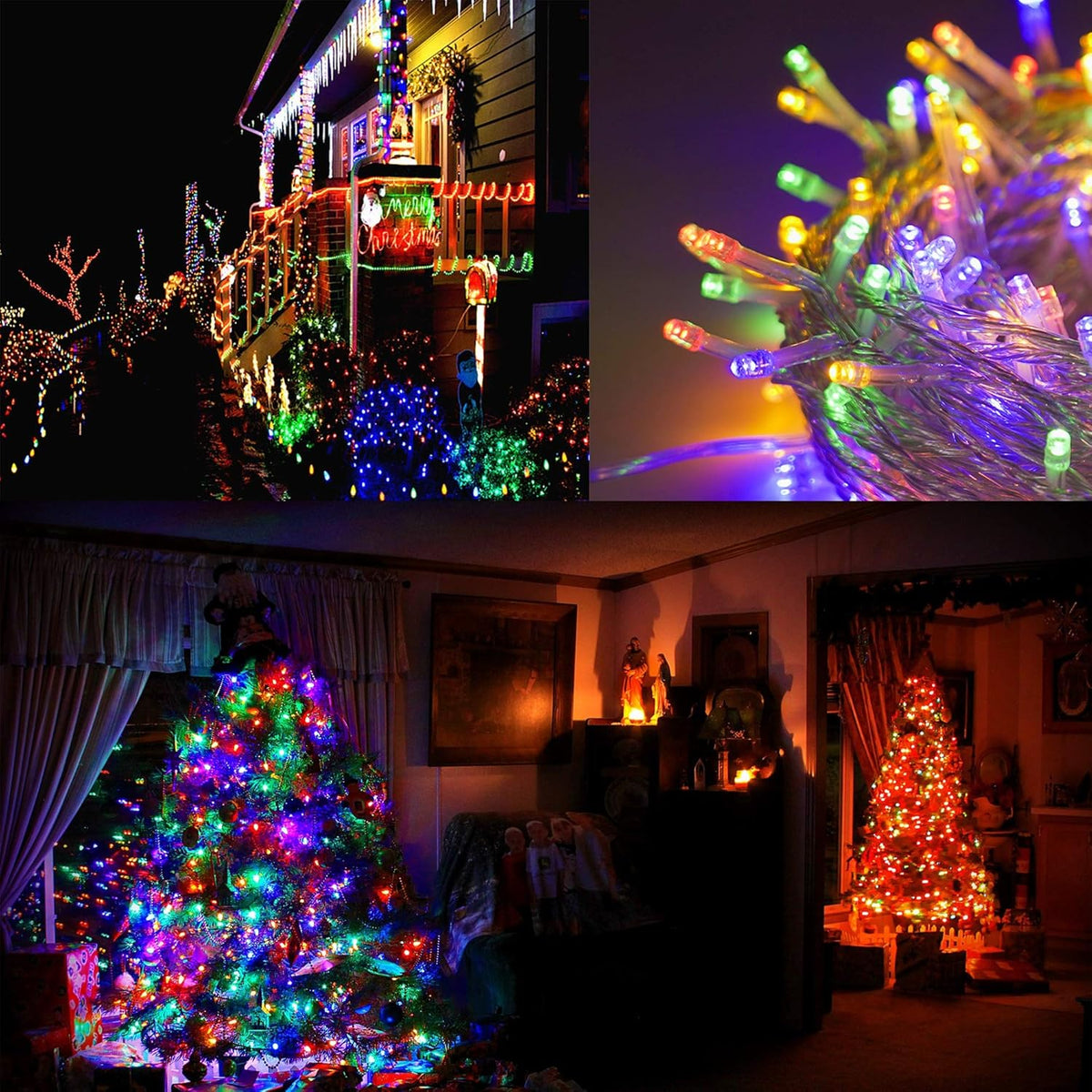LJLNION 300 LED String Lights Outdoor Indoor, Extra Long 98.5FT Christmas Lights, 8 Lighting Modes