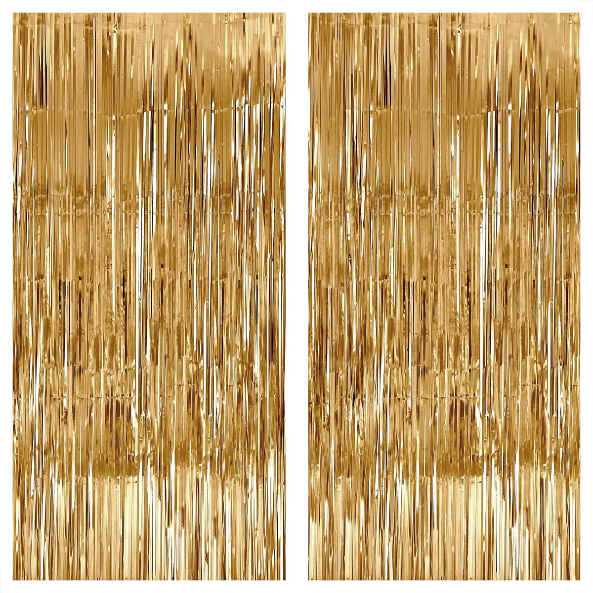 Katchon, Champagne Gold Backdrop Curtain - Pack of 2 | Gold Streamers for Birthday, Anniversary