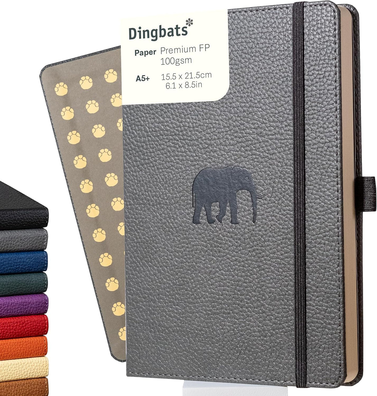 Dingbats* Wildlife Grid Writing Journal Notebook A5 - Vegan Leather Hardcover - Ideal for Work