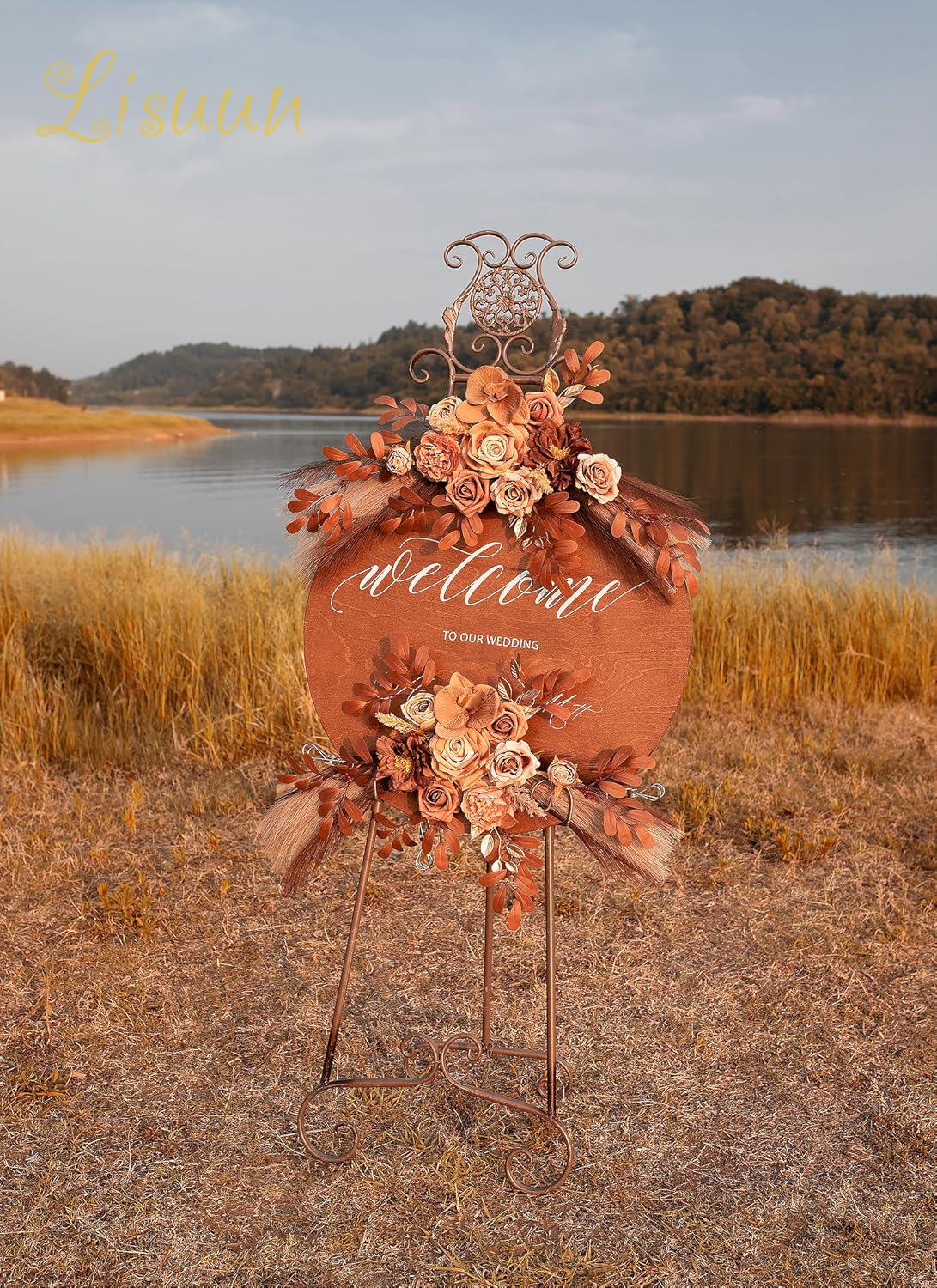 Wedding Arch Flowers, Artificial Flowers for Reception Backdrop and Welcome Ceremony Sign, Large
