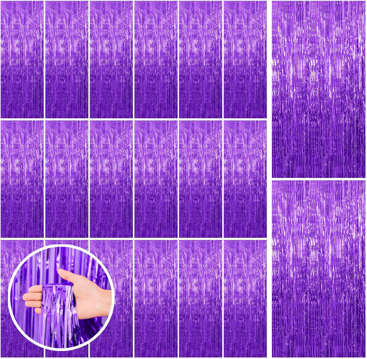 20 Pack Purple Backdrop Tinsel Streamers Foil Fringe Backdrop Halloween Party Decorations Purple