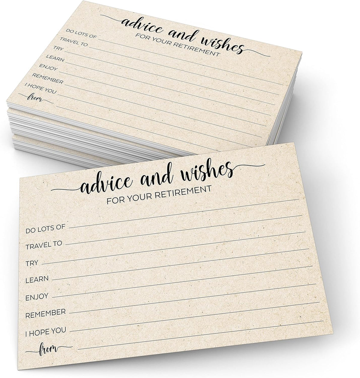 321Done 4x6 Retirement Party Advice and Well Wishes Cards, Tan - Made in USA, Happy Retiree, Fun