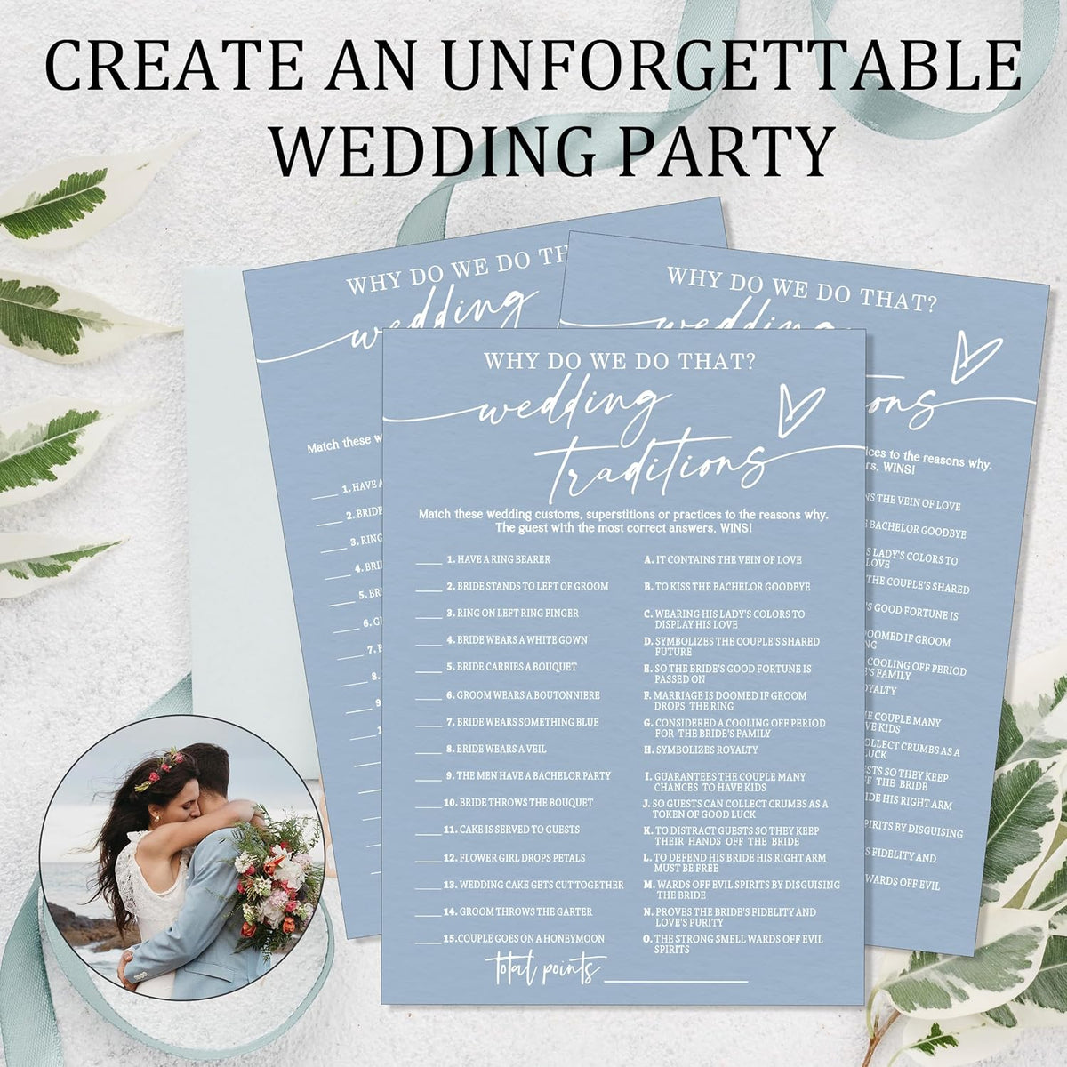 Fun Wedding Games Set - 25 Bridal Shower Games Cards, Engaging Bridal Party Entertainment for