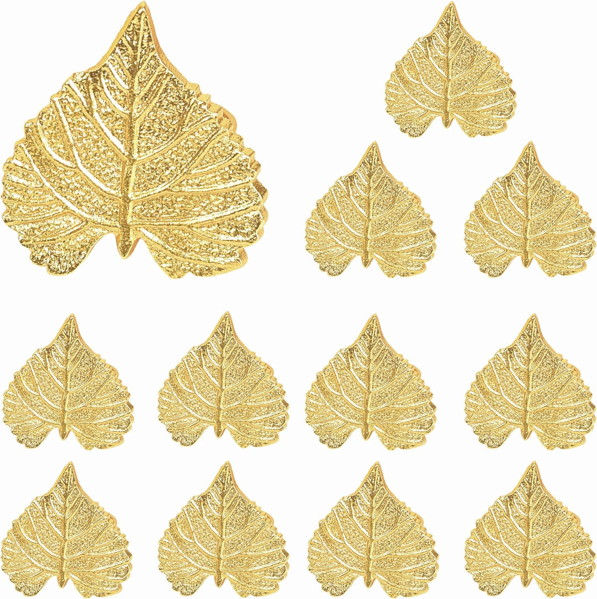 Elegant Handcrafted Leaf Napkin Rings - Set of 12 Premium Aluminum Holders for Dinner Parties