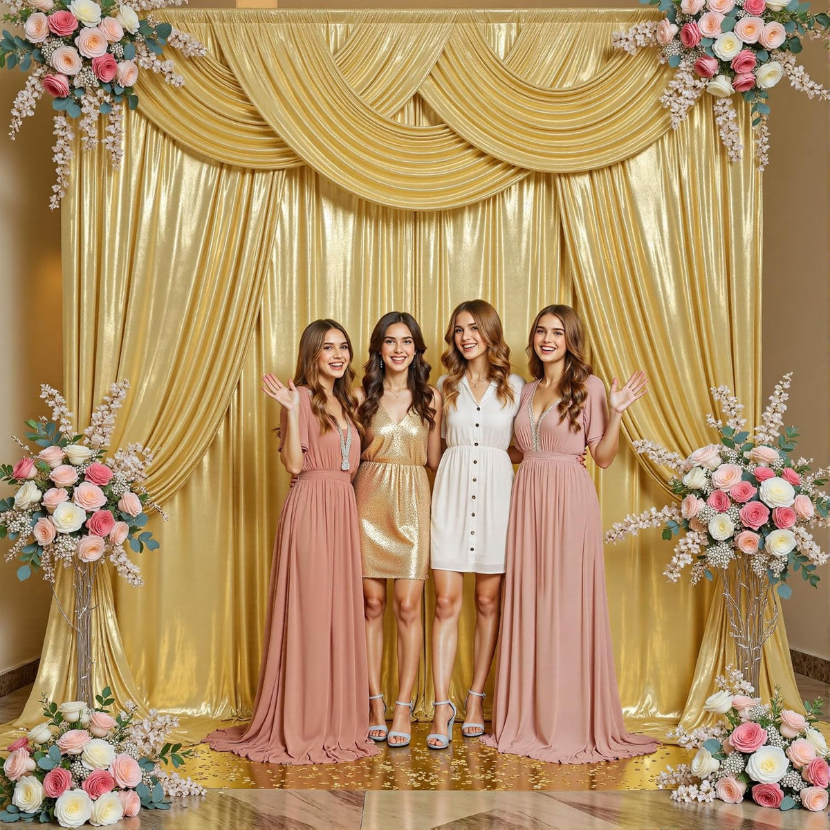 leegleri 30x10ft Thick Gold Glitter Backdrop Curtain Panels for Parties, Wrinkle Free Sparking