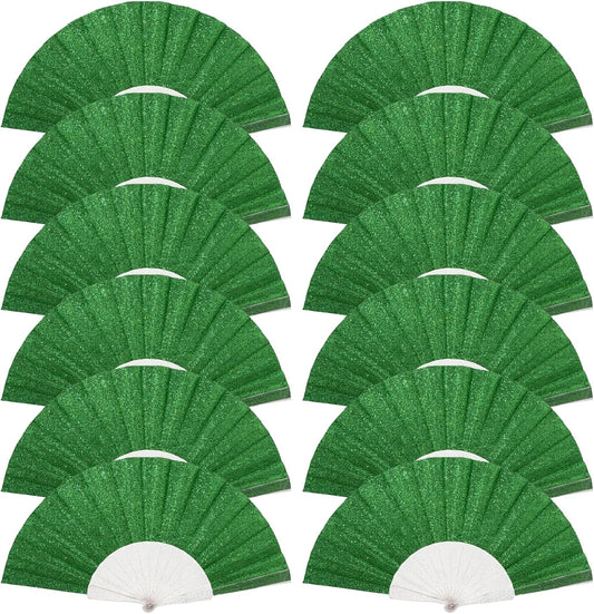 12 Pack Handheld Fan,Folding Hand Glitter fan with Shining Transparent Fan Rib – Ideal for Wedding