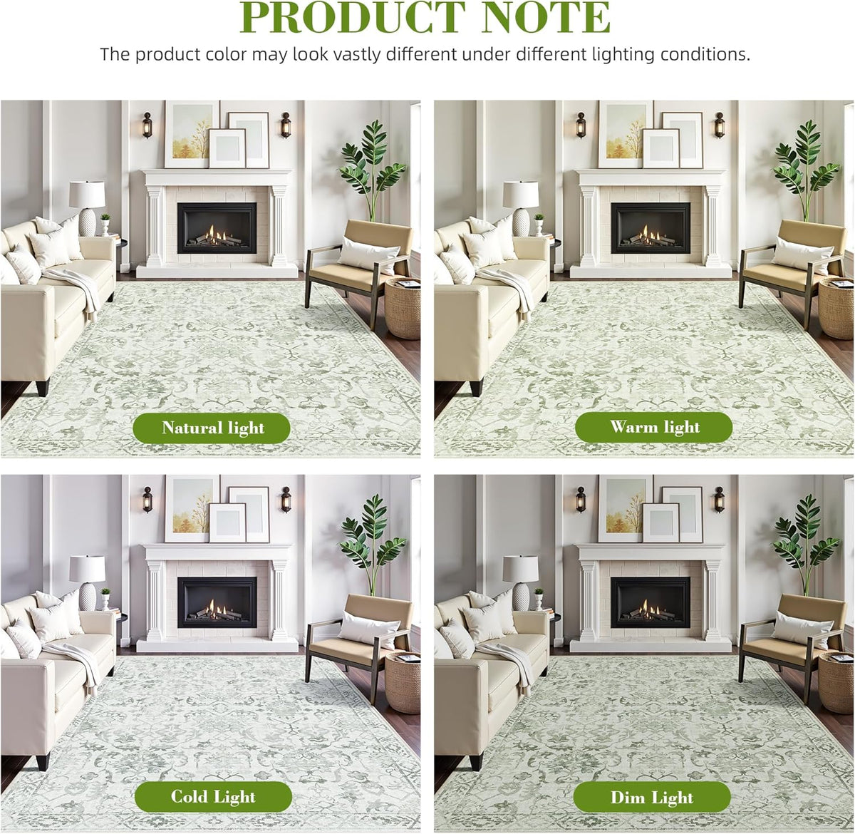 Sage Green 2x6 Runner Rug for Hallways Bed Side Kitchen, Boho Washable Distressed Low-Pile Floor