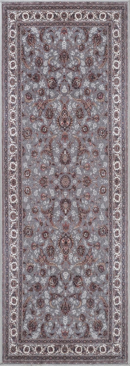 Bloom Rugs Washable Non-Slip 10 ft Runner - Slate Gray Traditional Oriental Runner for Entryway