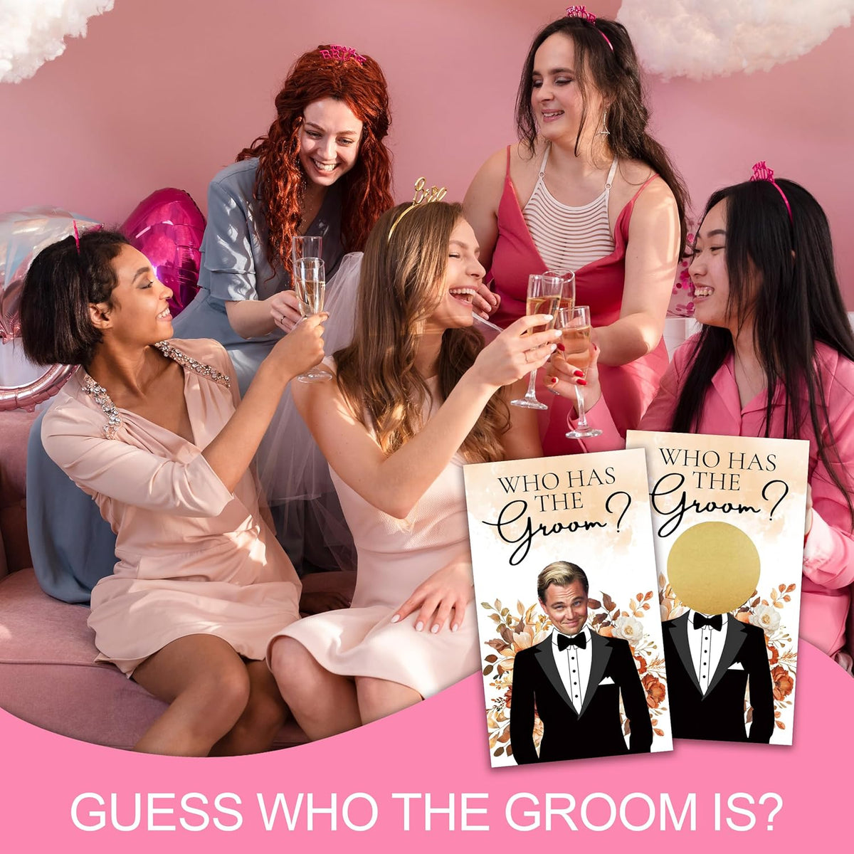 Floral Bridal Shower Games，Who Has The Groom Scratch Off Card, 41Pcs Scratch Card Off Bridal