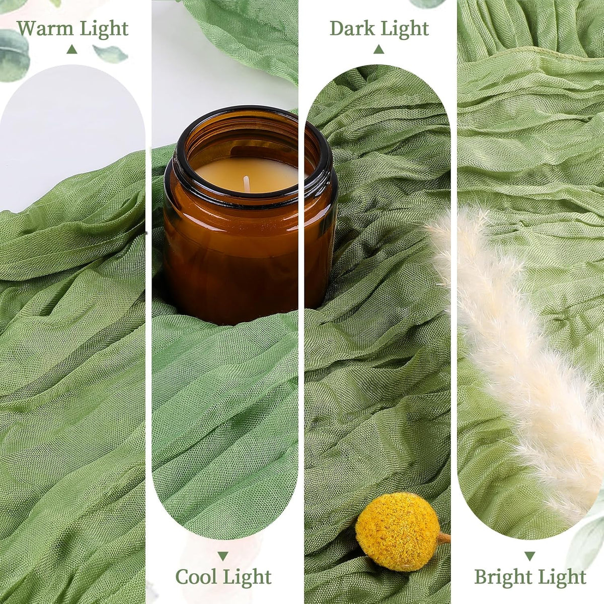 6 Pack Sage Green Cheesecloth Table Runner 10FT Long Boho Gauze Table Runner Rustic Sheer Runner