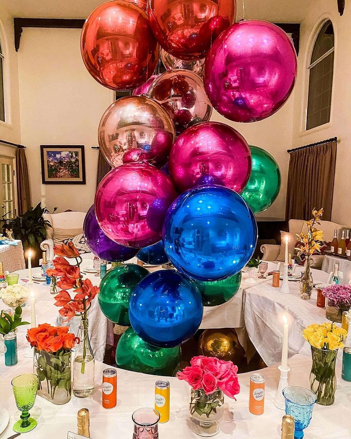 LHOAVWE 6 Pack Blue 22 Inch 4D Big Round Foil Balloons for Wedding, Birthday, Bridal Shower, Baby