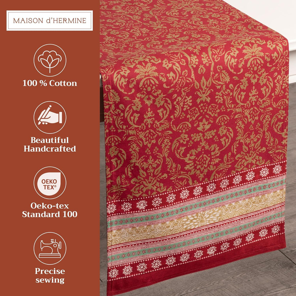 Maison d' Hermine Table Runner 100% Cotton Double Layer Table Runners 108 inches Long Decorative
