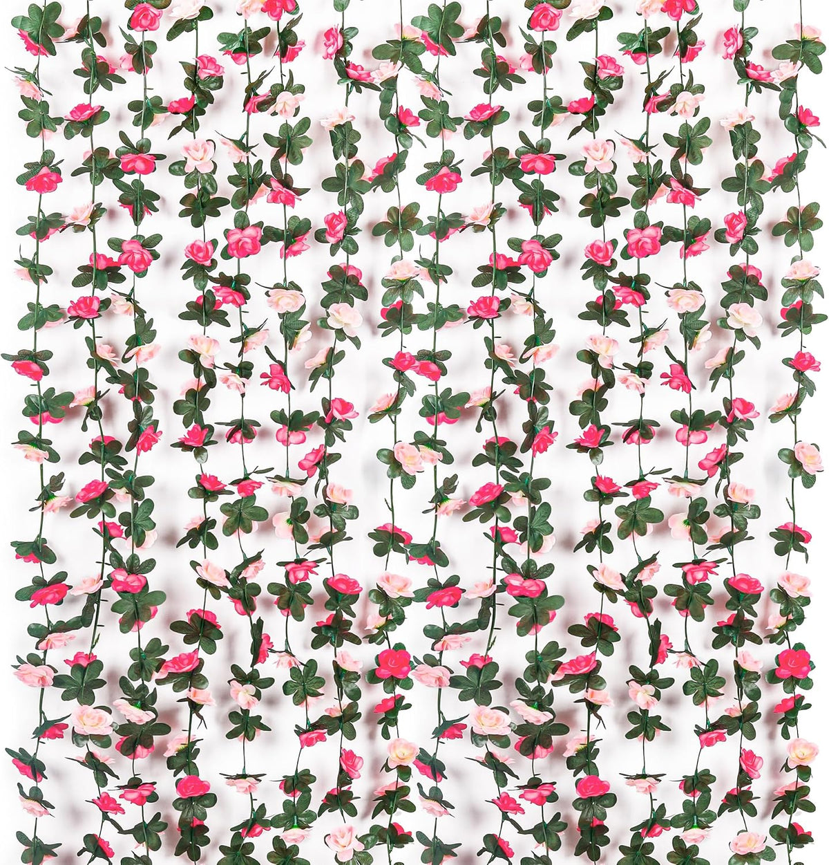 Miracliy 9Pcs 74FT Pink Flower Garland Artificial Rose Arch Vines Fake Spring Floral Garland for