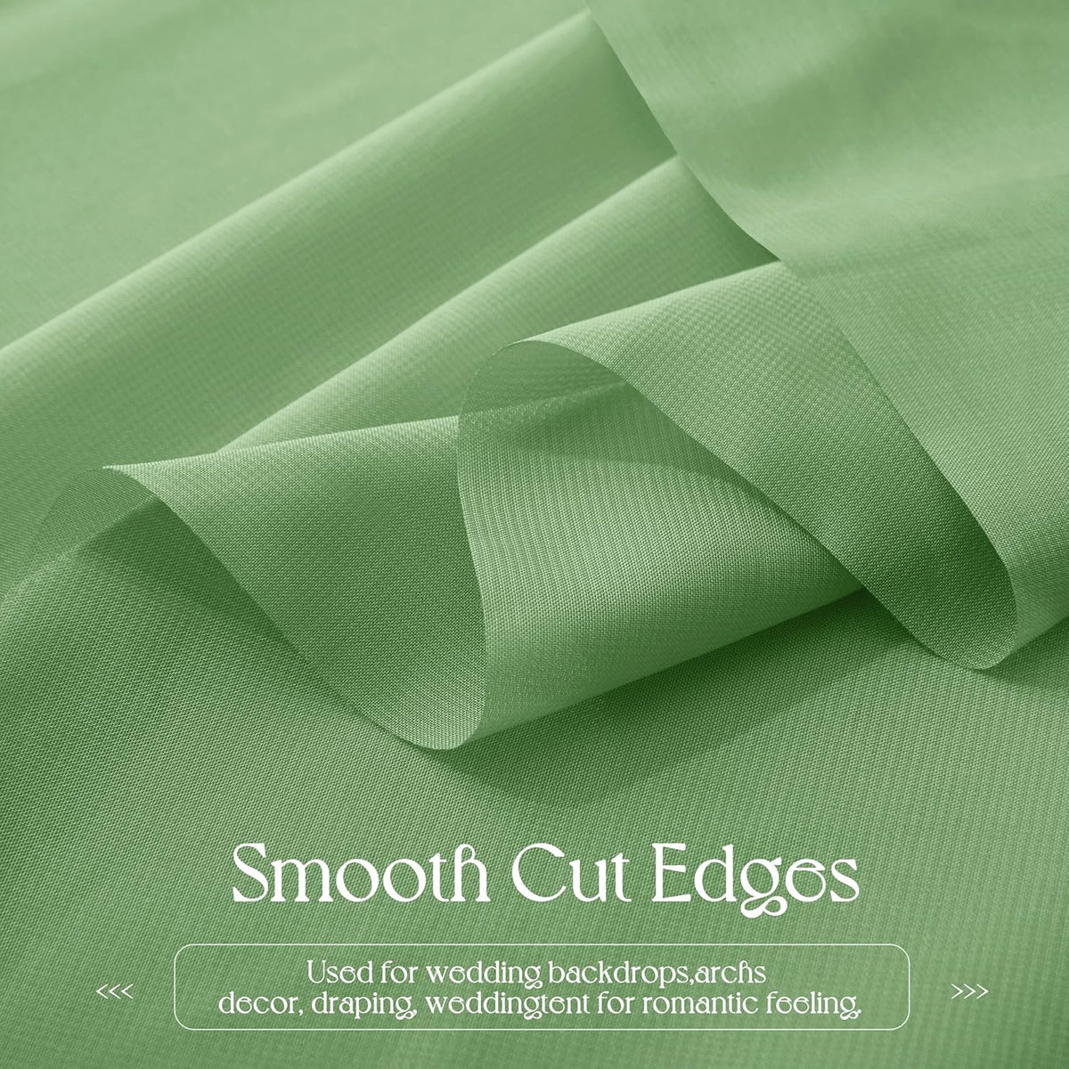 VACVELT Wedding Arch Draping Fabric Sage Green Chiffon, 2 Panels Sheer Drapes 30 Inch x 20ft