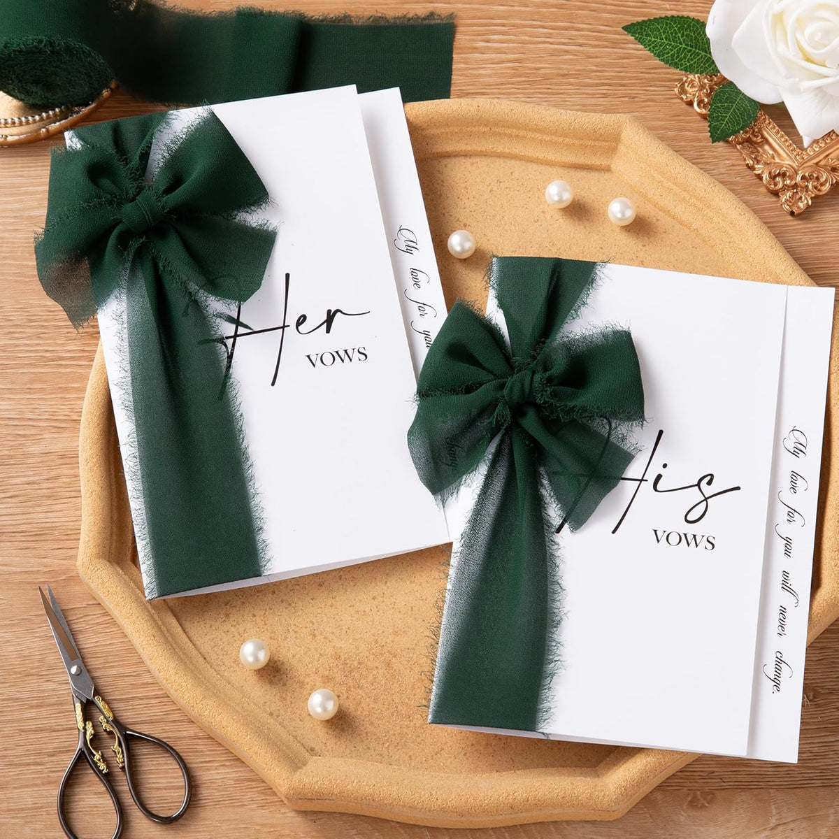 DORIS HOME Dark Green Chiffon Ribbon for Flower Bouquet, 2" x21Yd Fabric Ribbon for Gift Wrapping