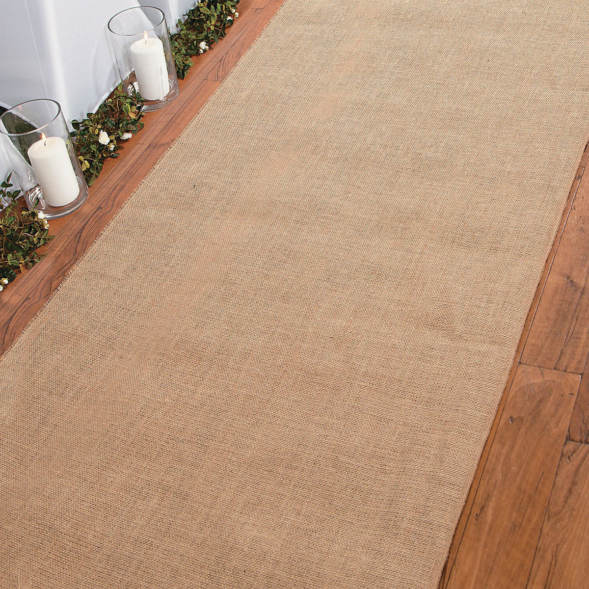 Fun Express Burlap Aisle Runner for Wedding Ceremony - Seamless Rustic Charm 3x50ft Wedding Runner