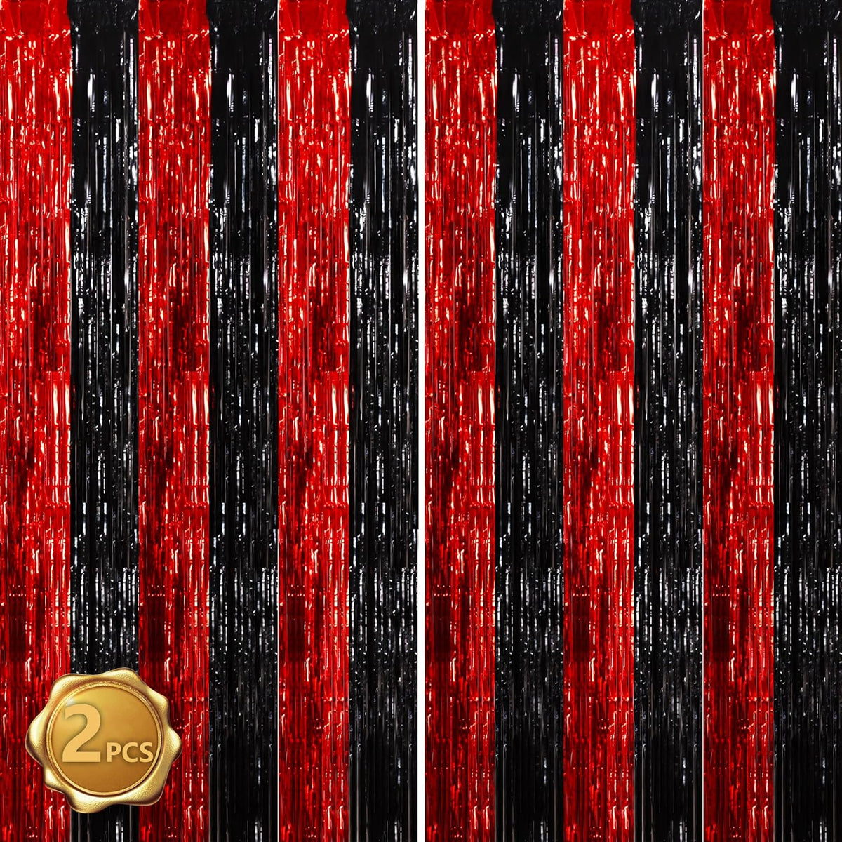 BEISHIDA Red Black Door Streamers Backdrop Foil Fringe Tinsel Party Streamers Curtains Photo