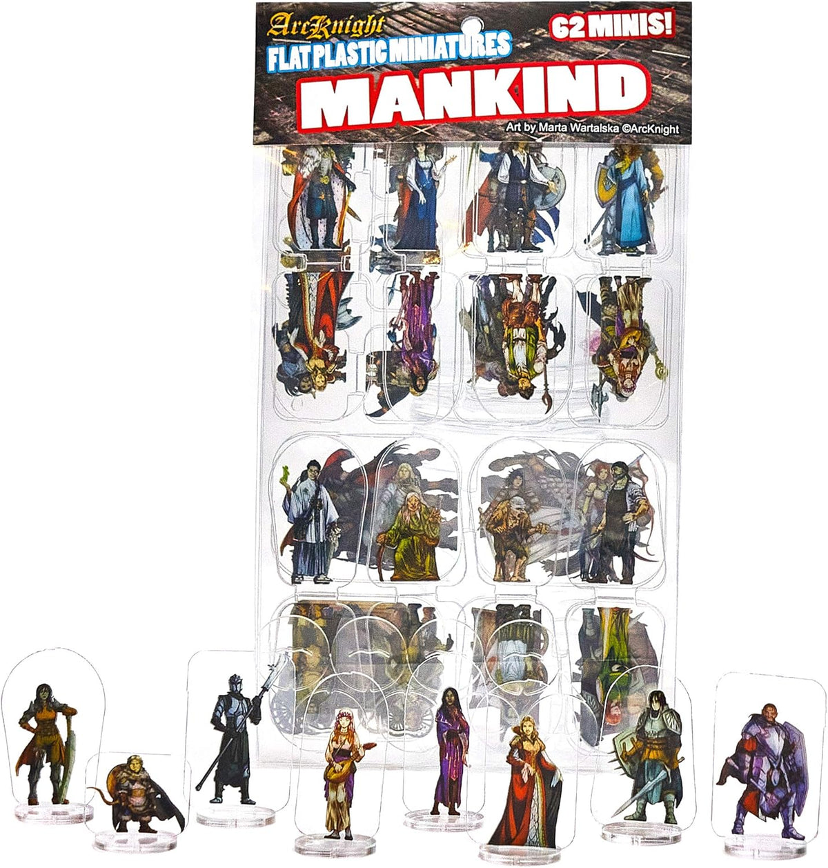 Arcknight Flat Plastic Miniatures: Mankind; 62 Unique Human-Themed Minis for DND 5e and Pathfinder;