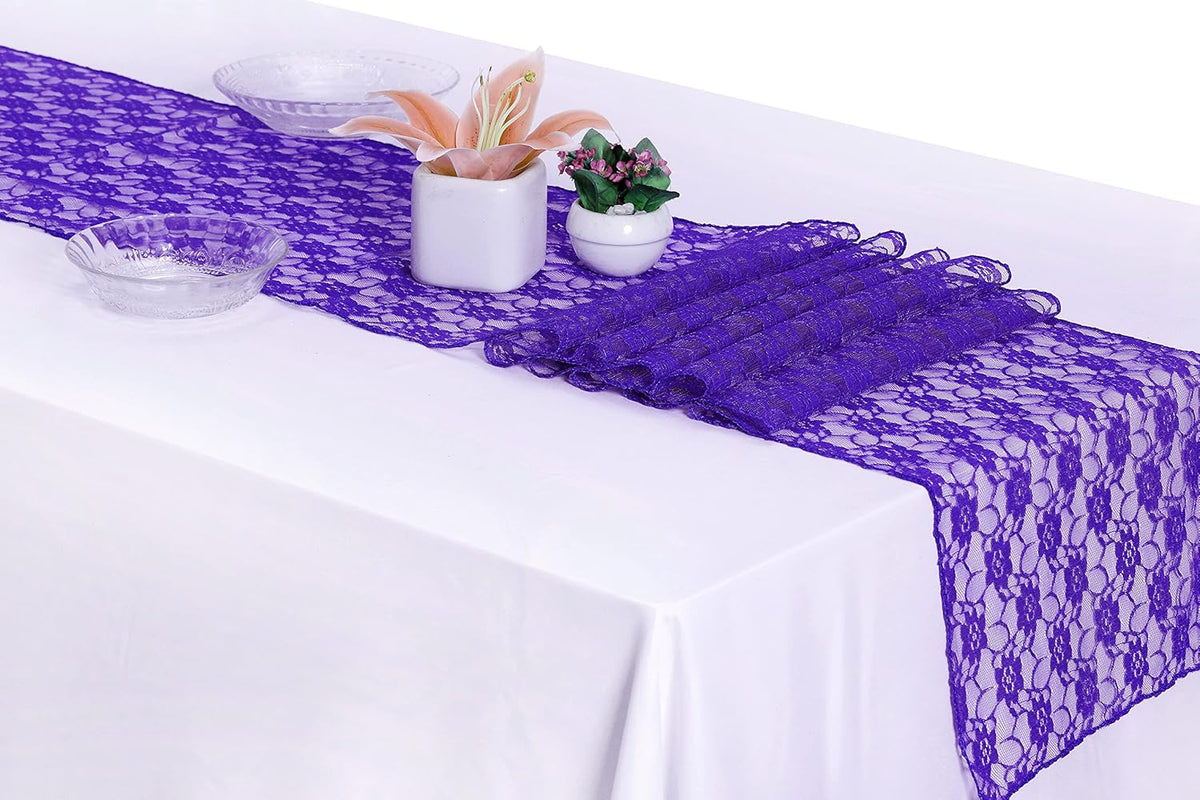MDS Pack of 25 Wedding 12 x 108 inches Lace Table Runner for Wedding, Decorations for Birthday