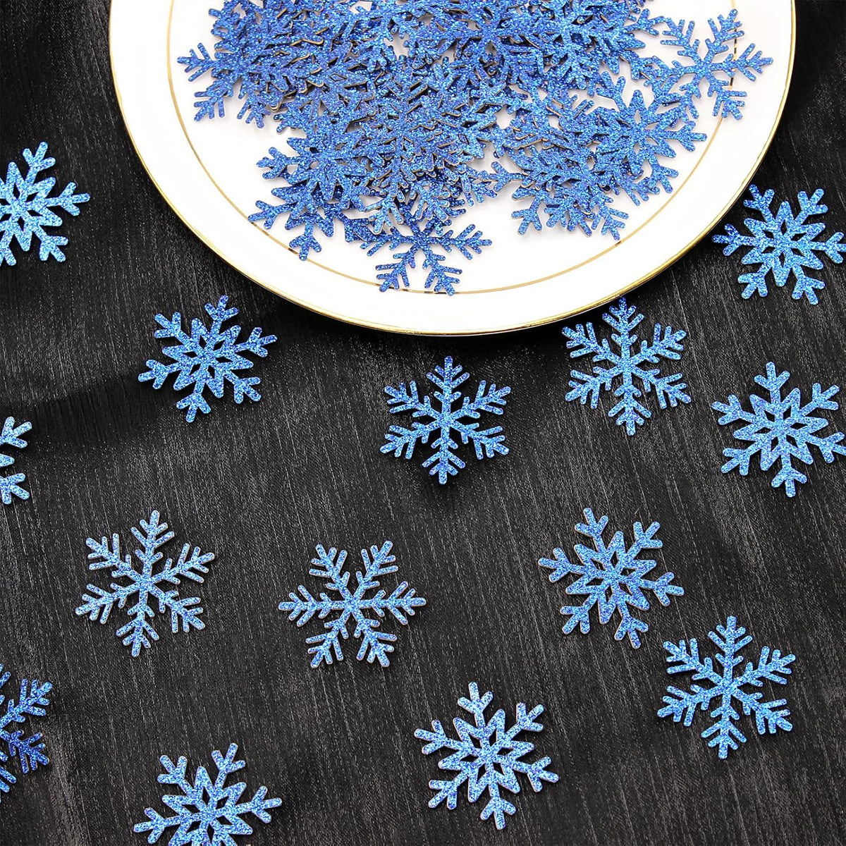 200PC Snowflake Confetti Dark Blue Christmas Confetti Snowflakes Table Scatter For Winter Holiday