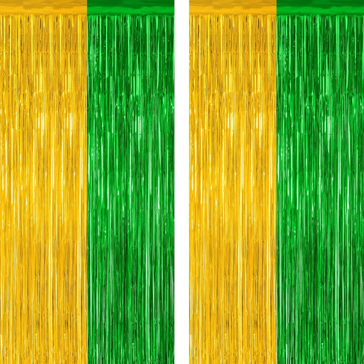 2 Pack Graduation Backdrop, Large Grad Decor 2025, Green Gold Graduation Photo Backdrop Fringe