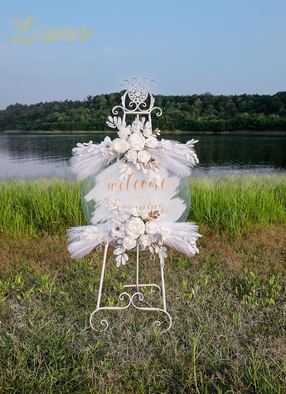 Wedding Arch Flowers, Artificial Flowers for Reception Backdrop and Welcome Ceremony Sign, Large