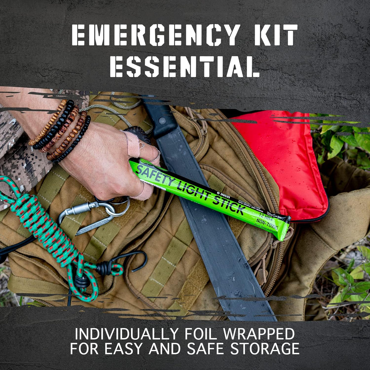 Emergency Glow Sticks with 12 Hours Duration, Individually Wrapped Industrial Grade Glowsticks for