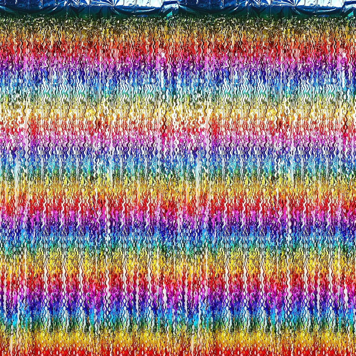 Jutom 6 Pieces 3.3 x 6.6 ft Wavy Tinsel Foil Fringe Curtains Foil Fringe Streamer Backdrop Party