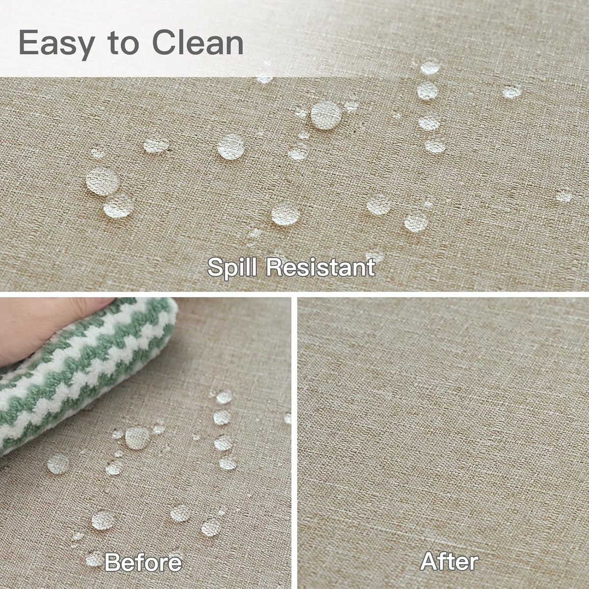 maxmill Linen Textured Rectangular Tablecloth Water Resistant Wrinkle Free Spill-Proof Stain Proof