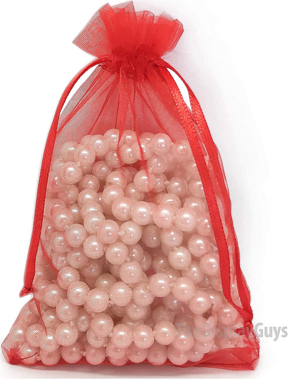 TheDisplayGuys 100-Pack 4x6 Red Sheer Organza Gift Bags with Drawstring, Goodie Bags for Jewelry