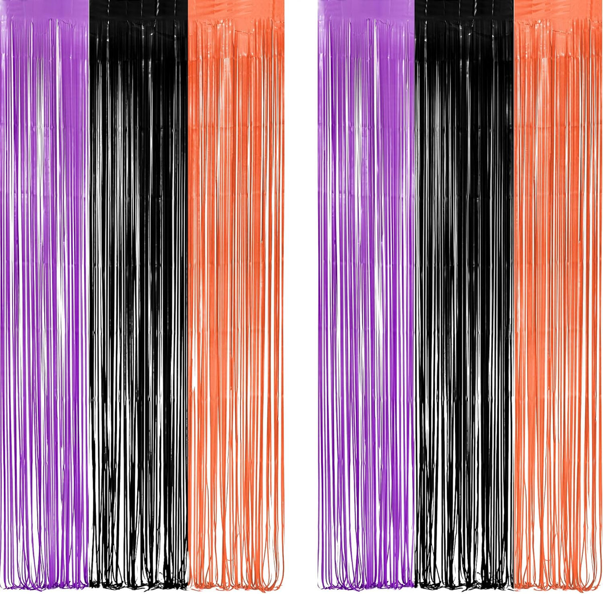 Black Purple Orange Party Streamers - GREATRIL Foil Fringe Backdrop for Hocu Birthdays Halloween
