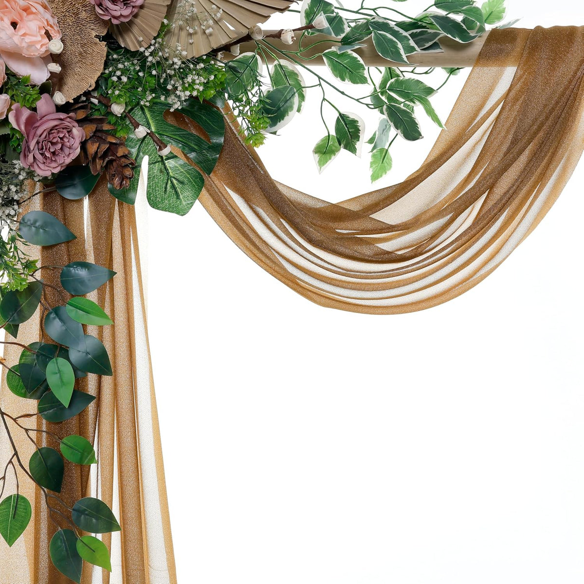 VDS Pack of 2 Panel (30 Inch X 40 Feet) Wedding Arch Draping Fabric Sheer Chiffon Fabric Drapery