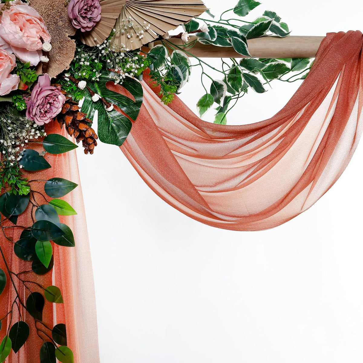 VDS Pack of 1 Panel (30 Inch X 40 Feet) Wedding Arch Draping Fabric Sheer Chiffon Fabric Drapery