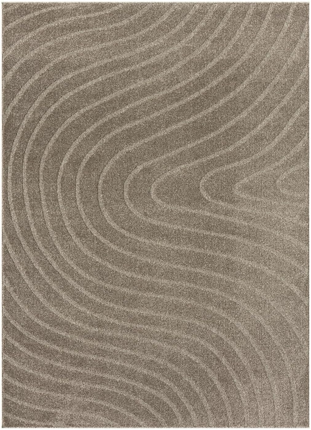 LUXE WEAVERS Modern Geometric Wave Taupe 4x6 Area Rug