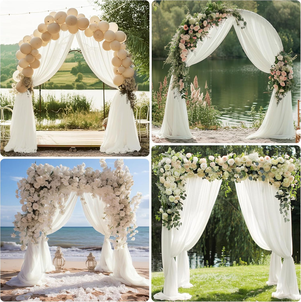 Wedding Arch Draping Fabric 1 Panel 28.7" x 20FT Ivory Sheer Chiffon Backdrop Drapes for Wedding