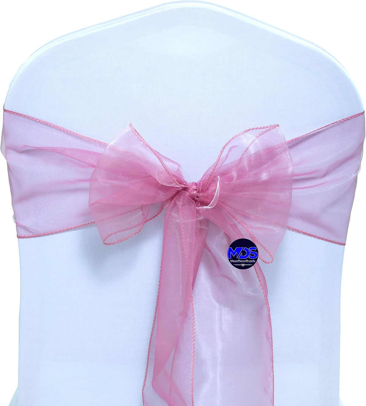 MDS Pack of 50 PCS Organza Chair Sashes Wider Dining Chair Bows Ribbon Tie Back for Wedding Party
