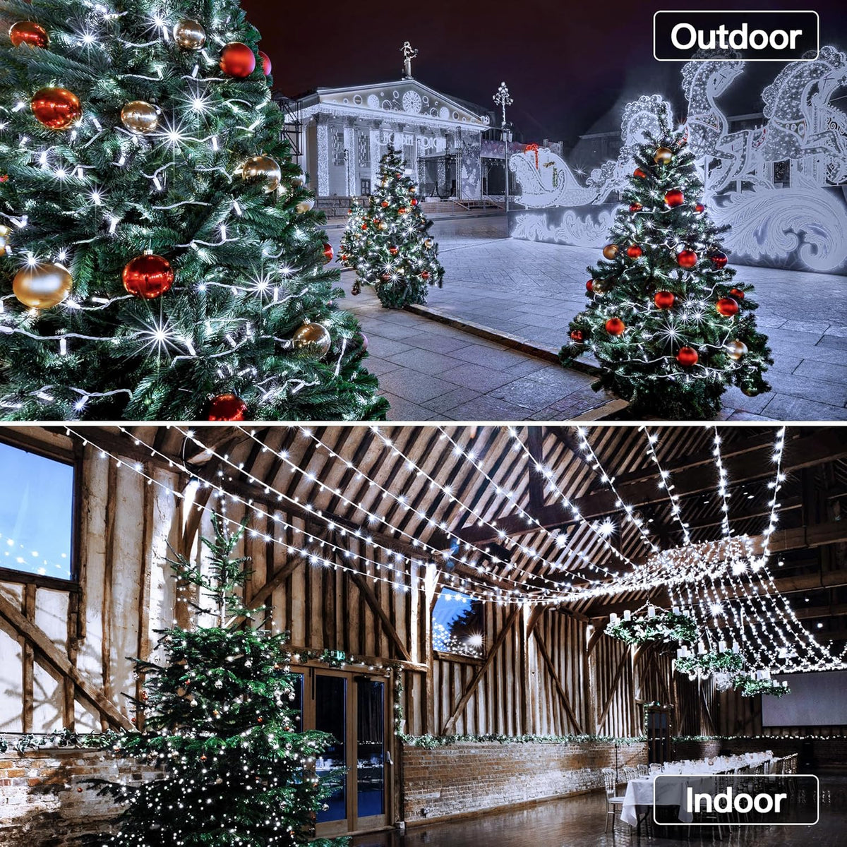 1000 LED 328 FT Christmas Light Outdoor, 8 Lighting Modes White String Lights with Remote