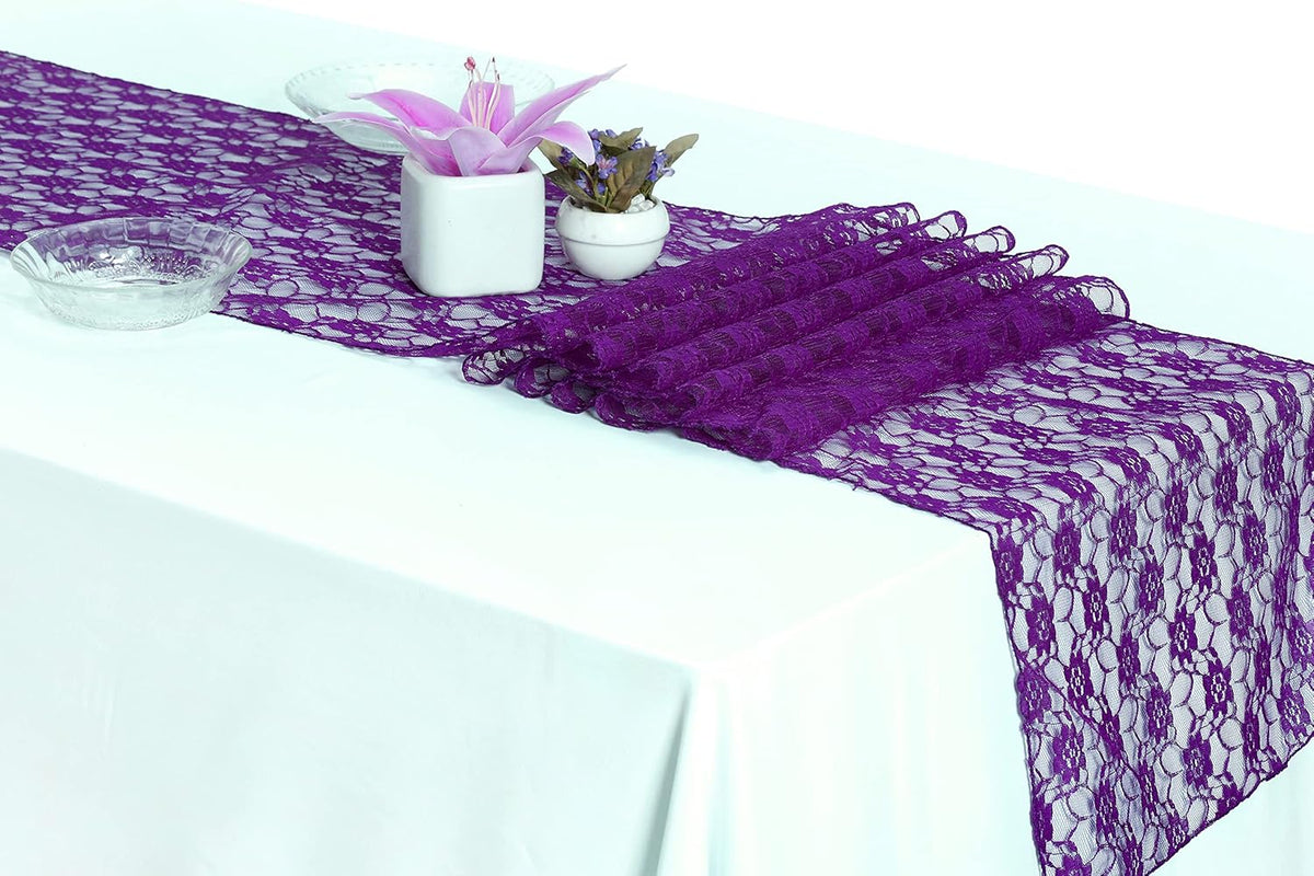 MDS Pack of 20 Wedding 12 x 108 inches Lace Table Runner for Wedding, Decorations for Birthday