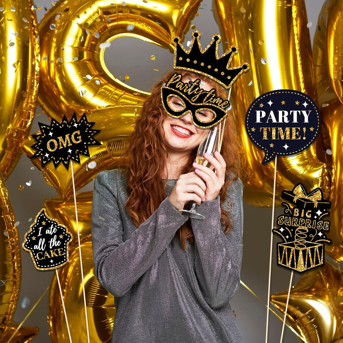 36 PCS Birthday Photo Booth Props Party Supplies Holiday Picture Decorations Photo Booth Props for