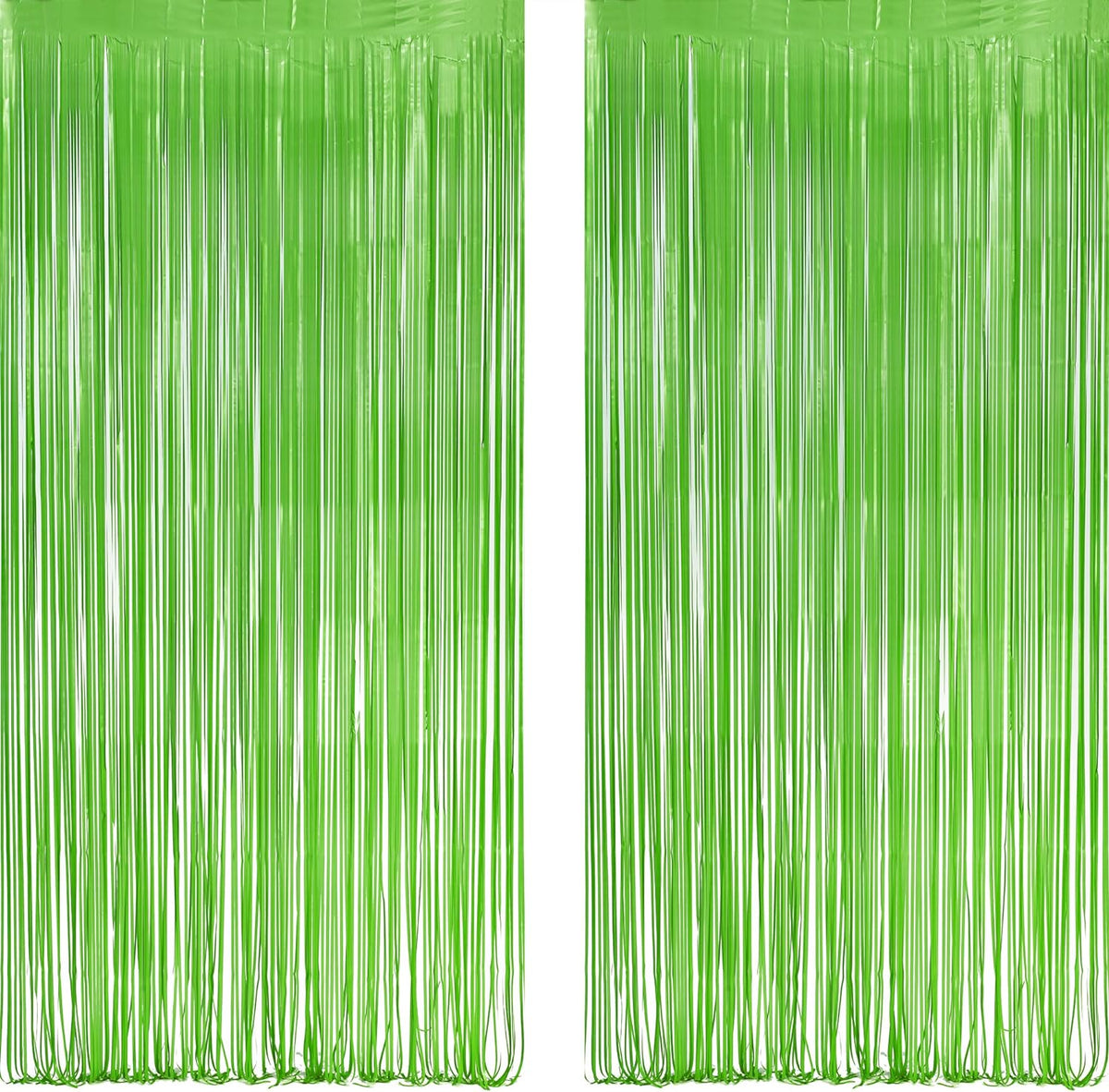 Lime Green Streamers Party Backdrop - GREATRIL Tinsel Curtain for St Patrick's Day/Frog/Wizard