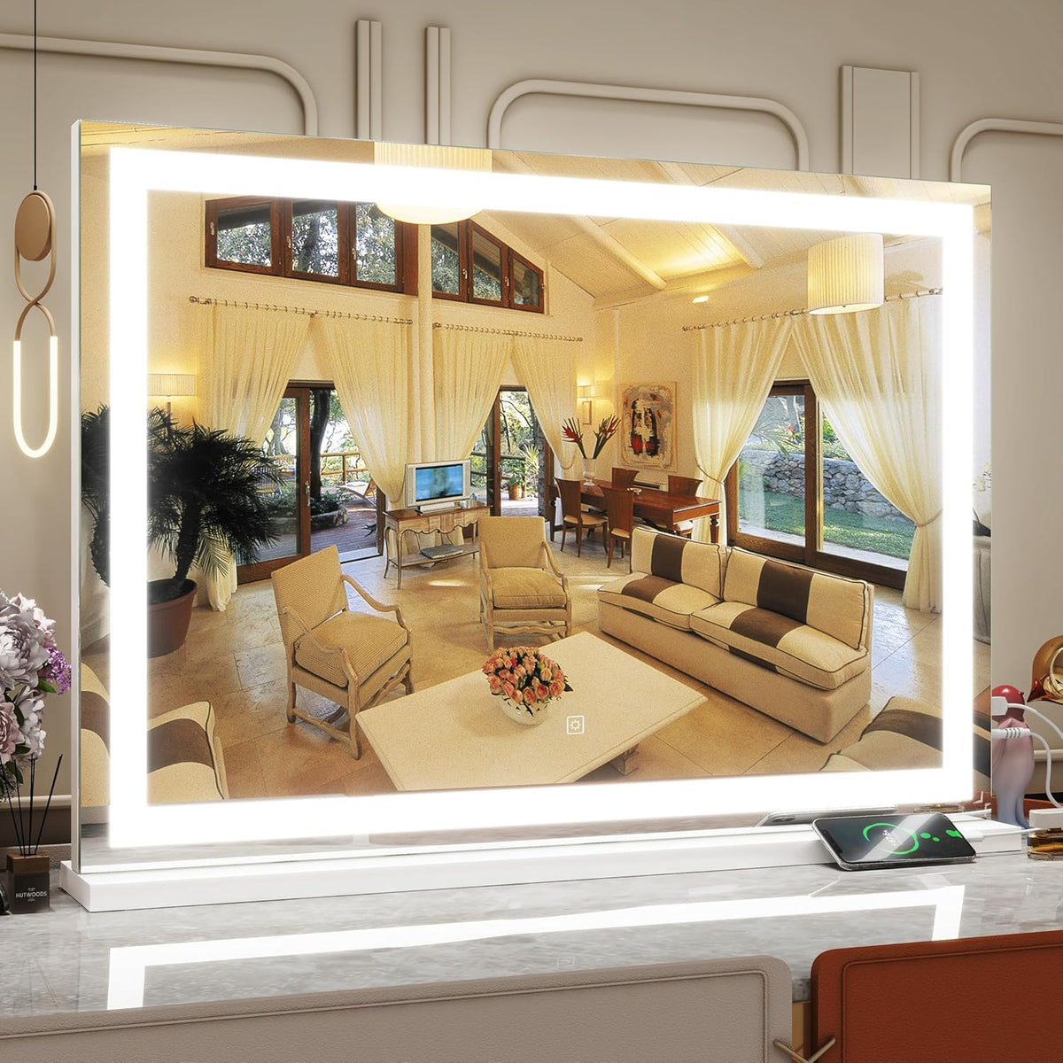 Vanity Mirror with Lights, 32" x 22" Large Lighted Vanity Mirror with Dimmable 3 Modes, LED Makeup