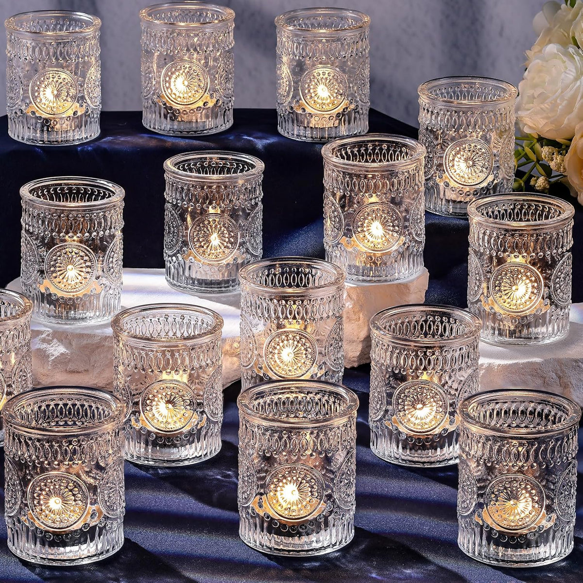 DARJEN Clear Votive Candle Holders Set of 36- Glass Candle Holders Bulk for Tea Light Candle